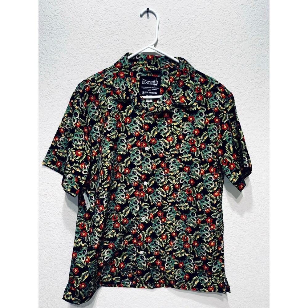 Dragon Ball Z Super Shenron Hawaiian Shirt Men's S Floral Anime Button Up Toei